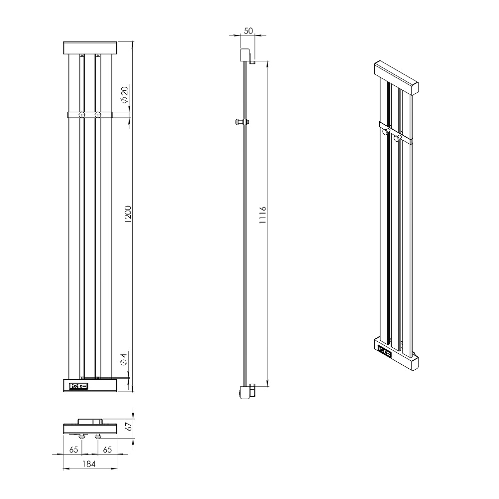Полотенцесушитель Пэк сп Вектор 3 120*18 Al черный
