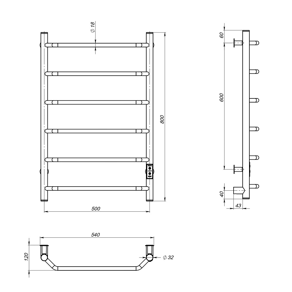 Полотенцесушитель Пэк сп 6 80х50 белый ВГП